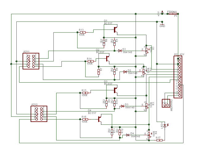 Schaltplan f�r den Amiga/PC Joystick-Adapter